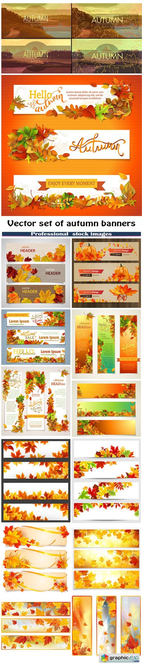 set of autumn banners