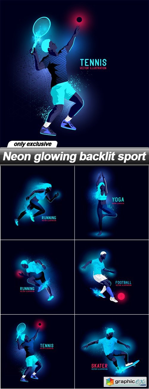 Neon glowing backlit sport - 6 EPS