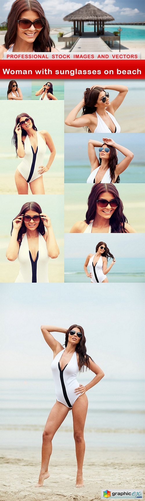 Woman with sunglasses on beach - 10 UHQ JPEG
