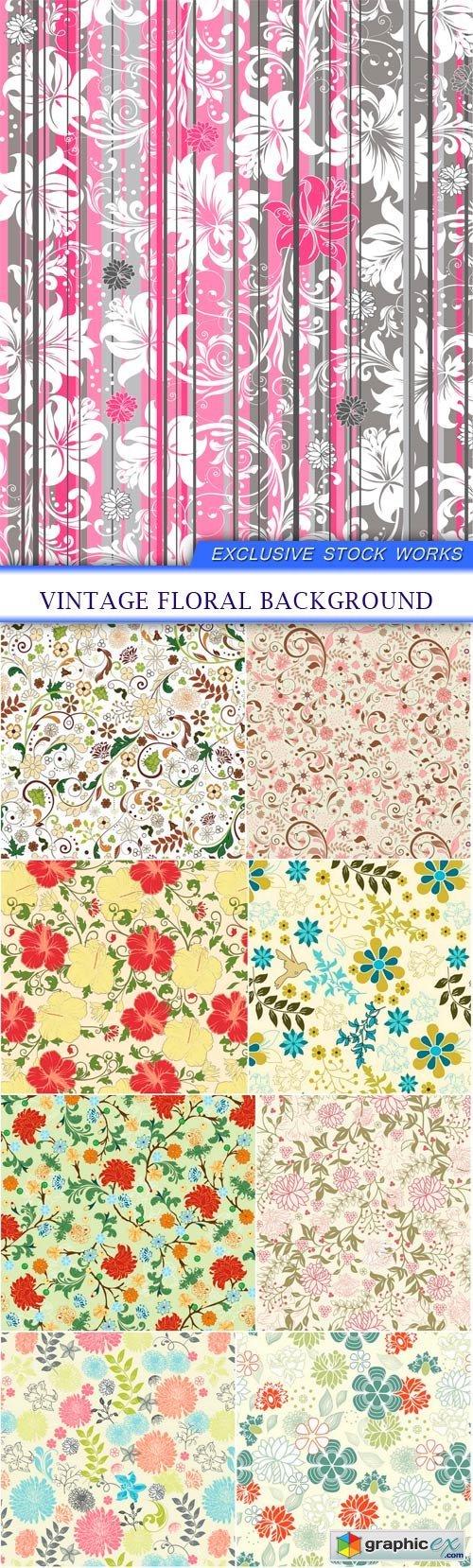 Vintage floral background 9X EPS