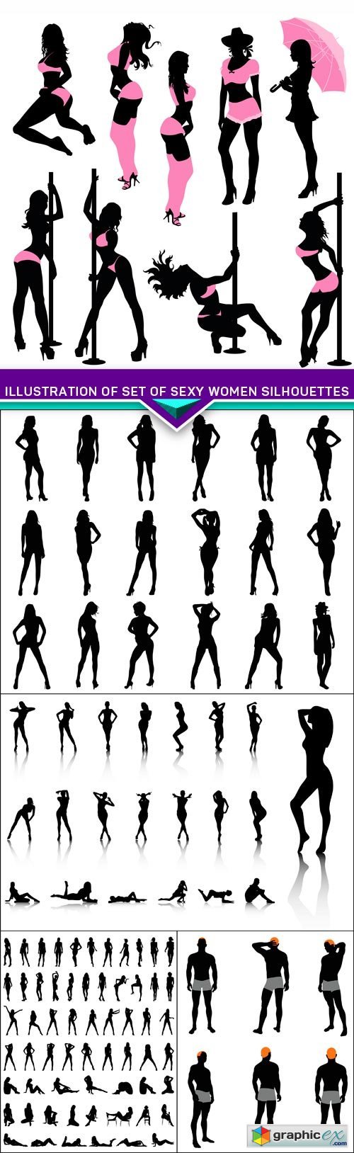 Illustration Of Set Of Sexy Women Silhouettes 5X EPS Free Download