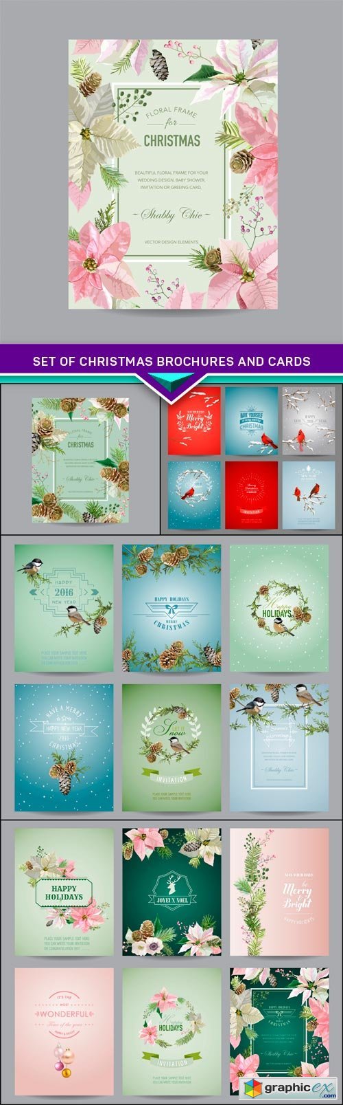 Set of Christmas Brochures and Cards 5X EPS