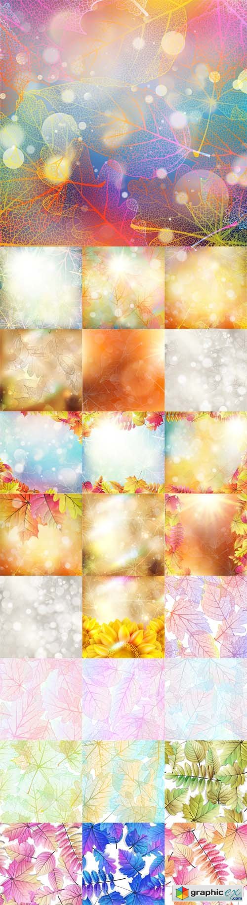 Beautiful Autumn Backgrounds with Sun