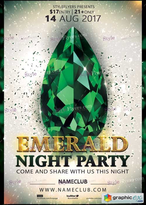 Emerald Party V1 PSD Flyer Template