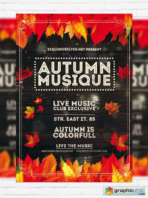 Autumn Musique - Flyer Template + Facebook Cover