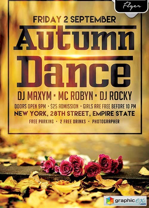 Autumn Dance V9 Flyer PSD Template + Facebook Cover