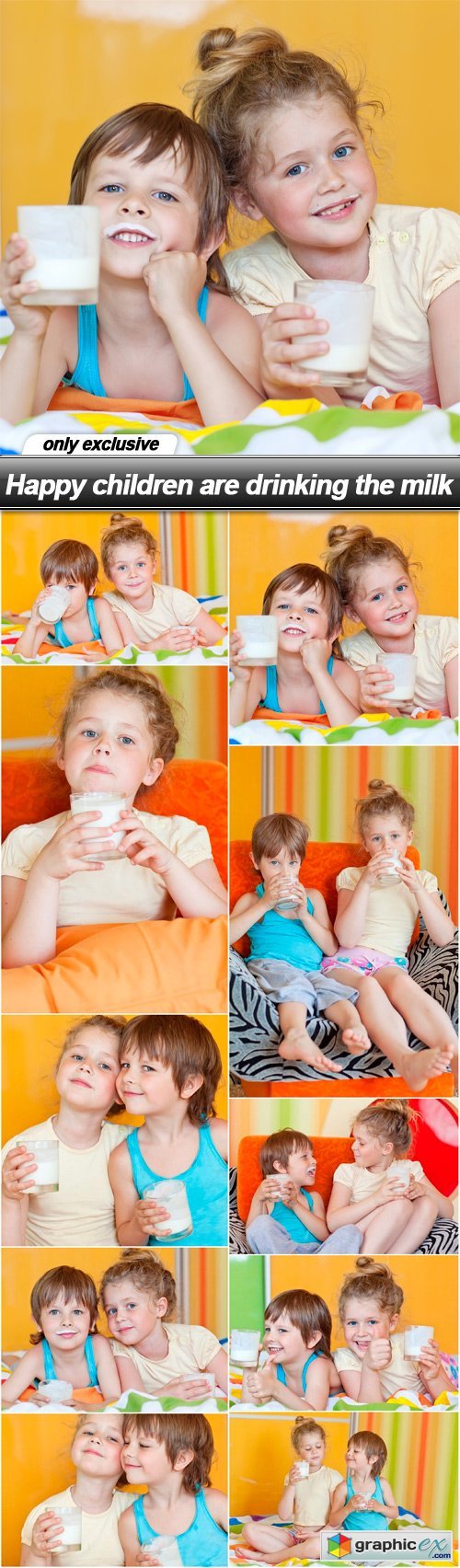 Happy children are drinking the milk - 10 UHQ JPEG
