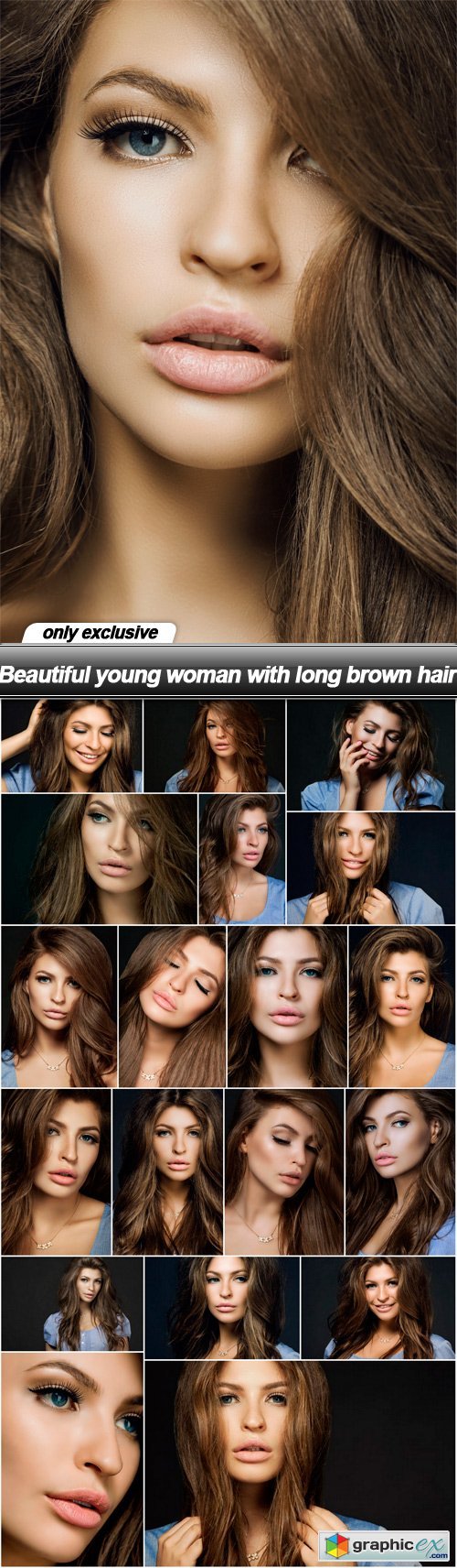 Beautiful young woman with long brown hair - 20 UHQ JPEG