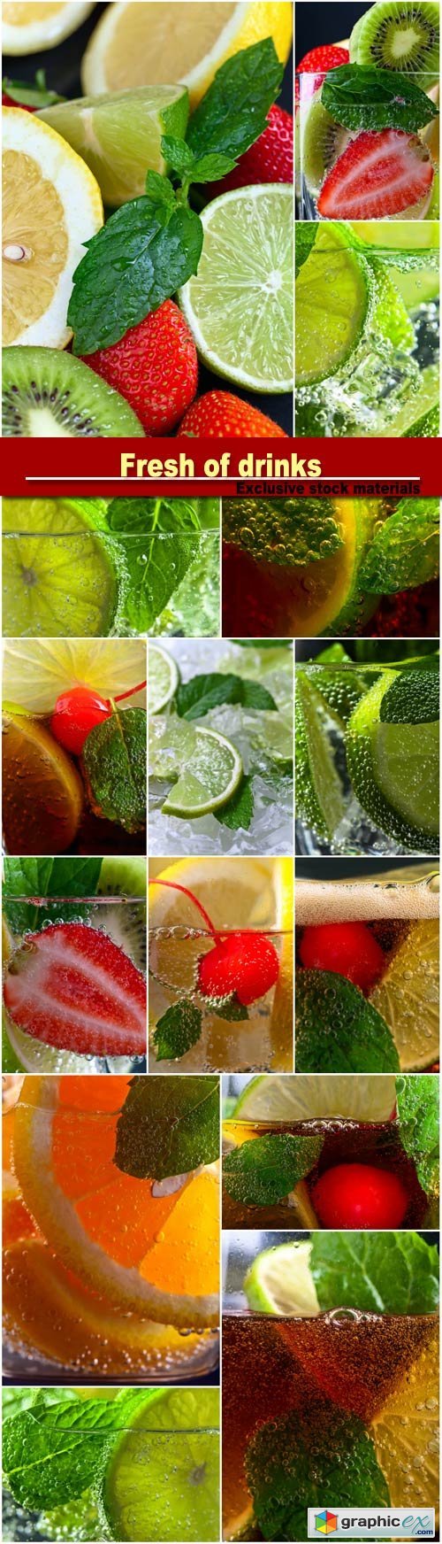 Fresh drinks with fruit and ice