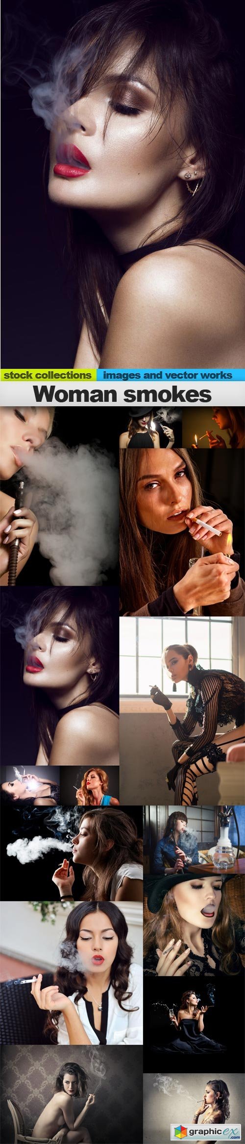 Woman smokes, 15 x UHQ JPEG
