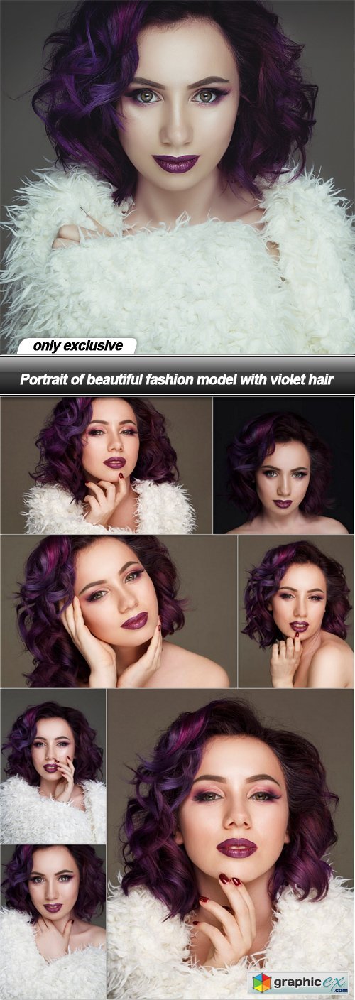 Portrait of beautiful fashion model with violet hair - 8 UHQ JPEG