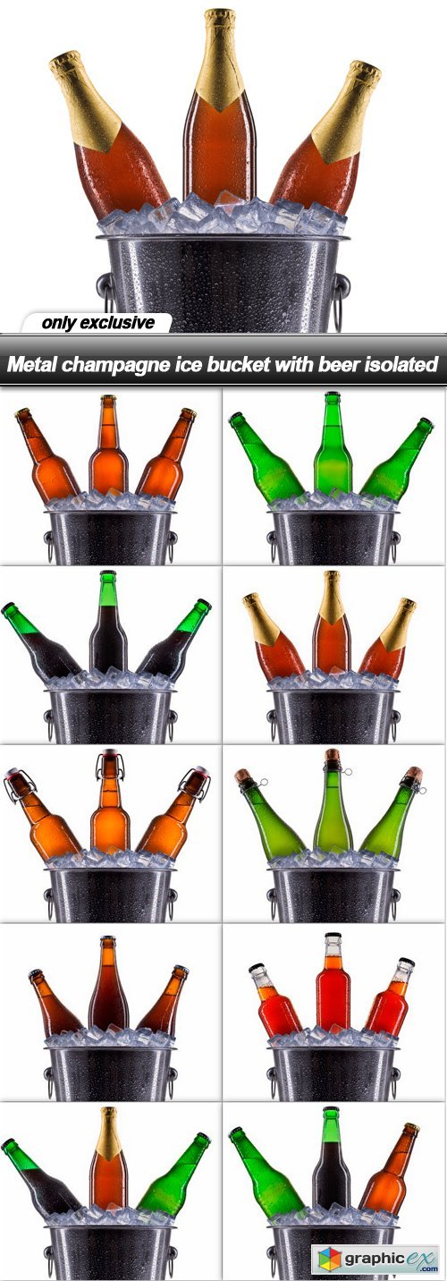 Metal champagne ice bucket with beer isolated - 10 UHQ JPEG