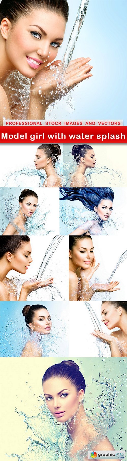 Model girl with water splash - 10 UHQ JPEG