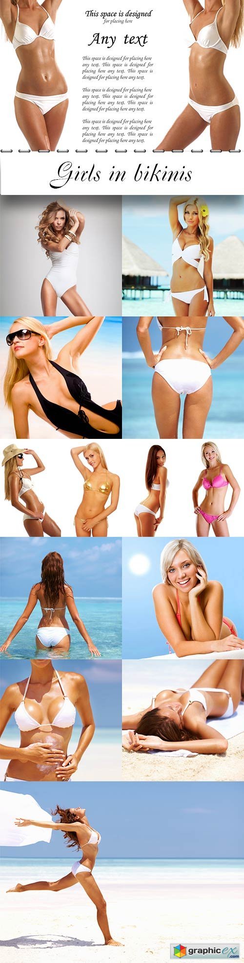 Girls in bikinis raster graphics