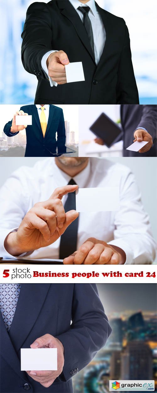 Business people with card 24