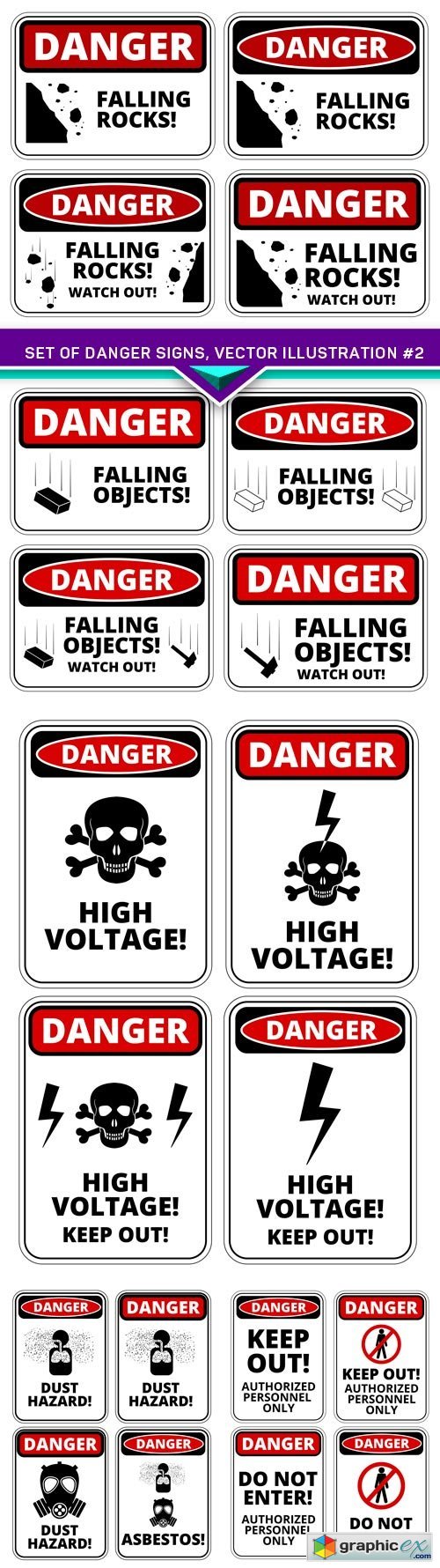 Set of danger signs, vector illustration #2 5X EPS
