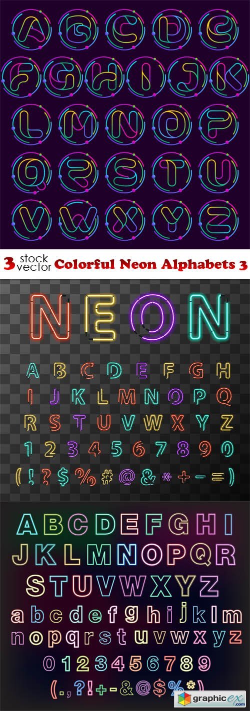 Colorful Neon Alphabets 3