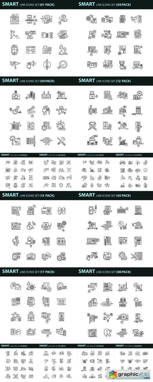 Modern Thin Line Icons Set for Business
