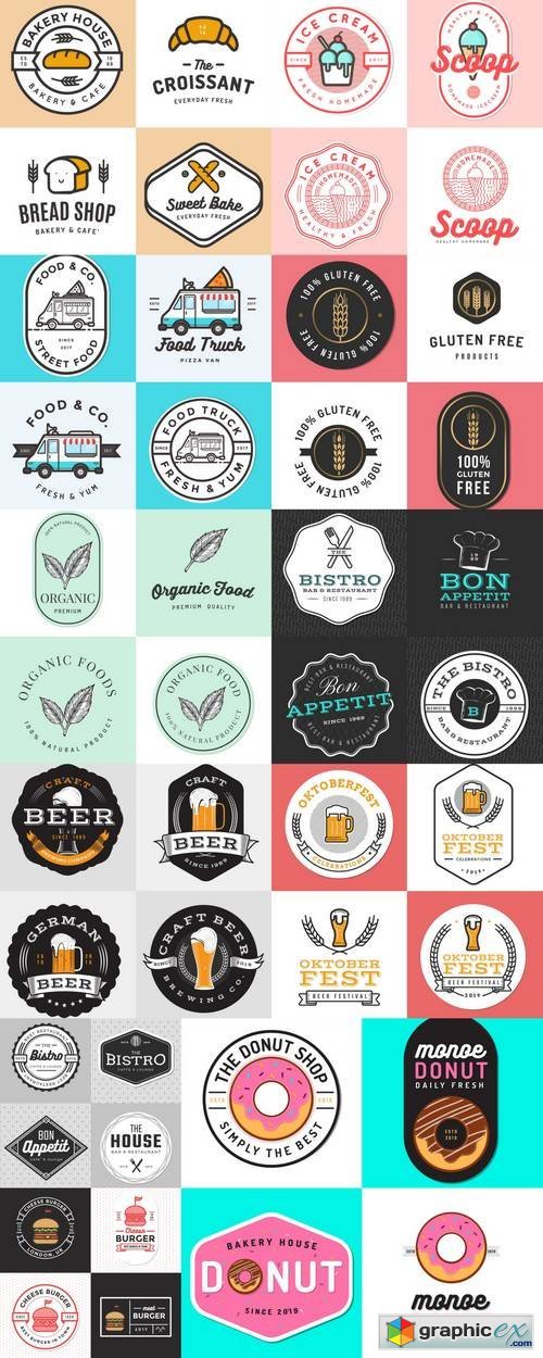 Set of Food Badges, Banner, Labels and Logos