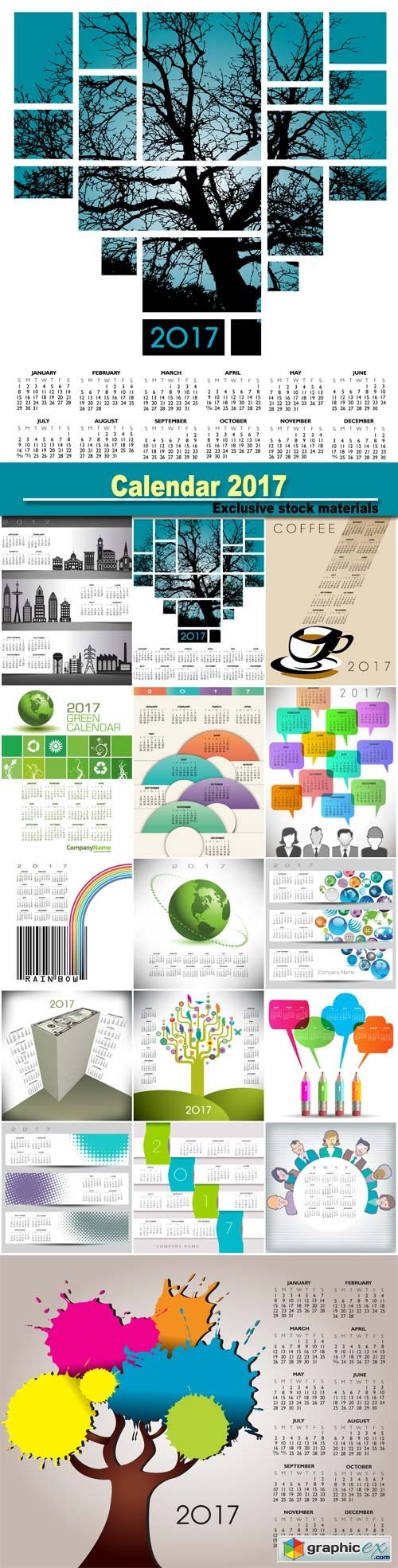 Calendar 2017, vector illustration