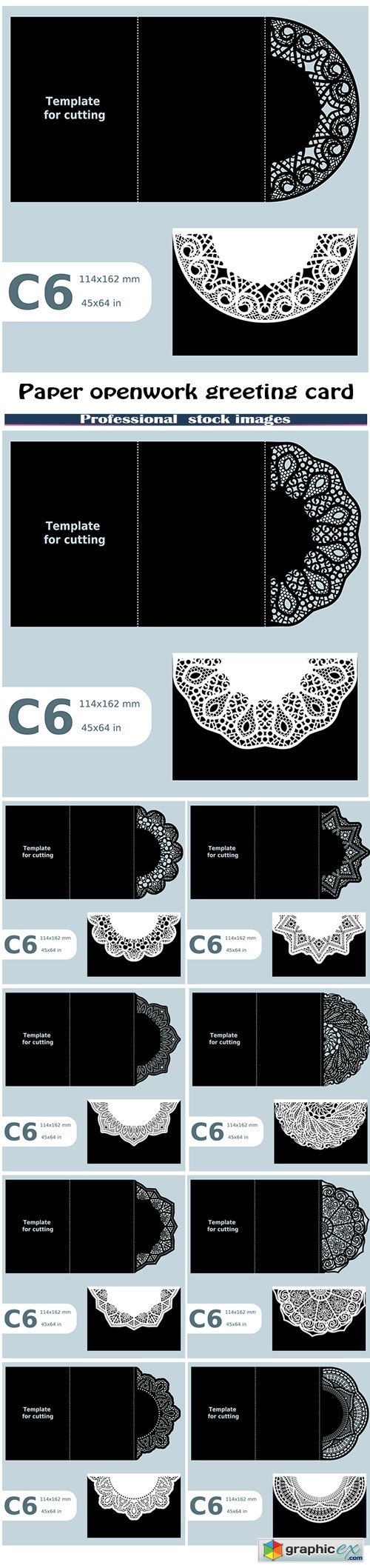 Paper openwork greeting card template for cutting #2