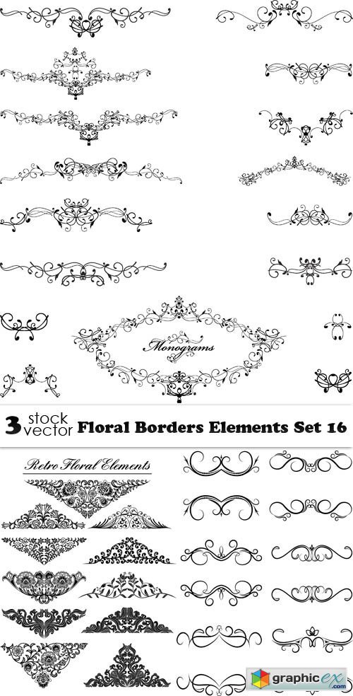 Floral Borders Elements Set 16