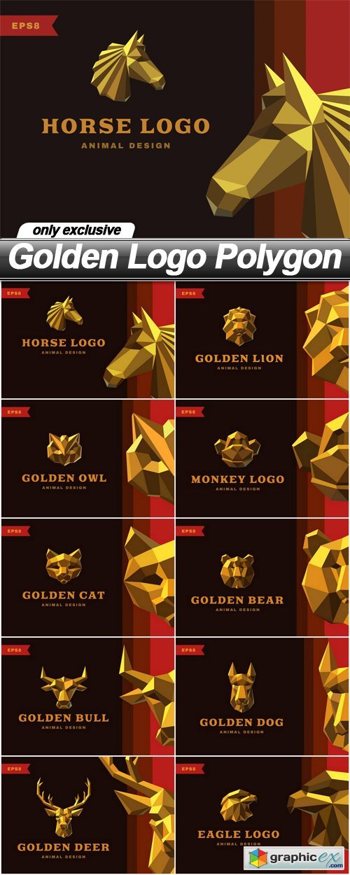 Golden Logo Polygon - 10 EPS
