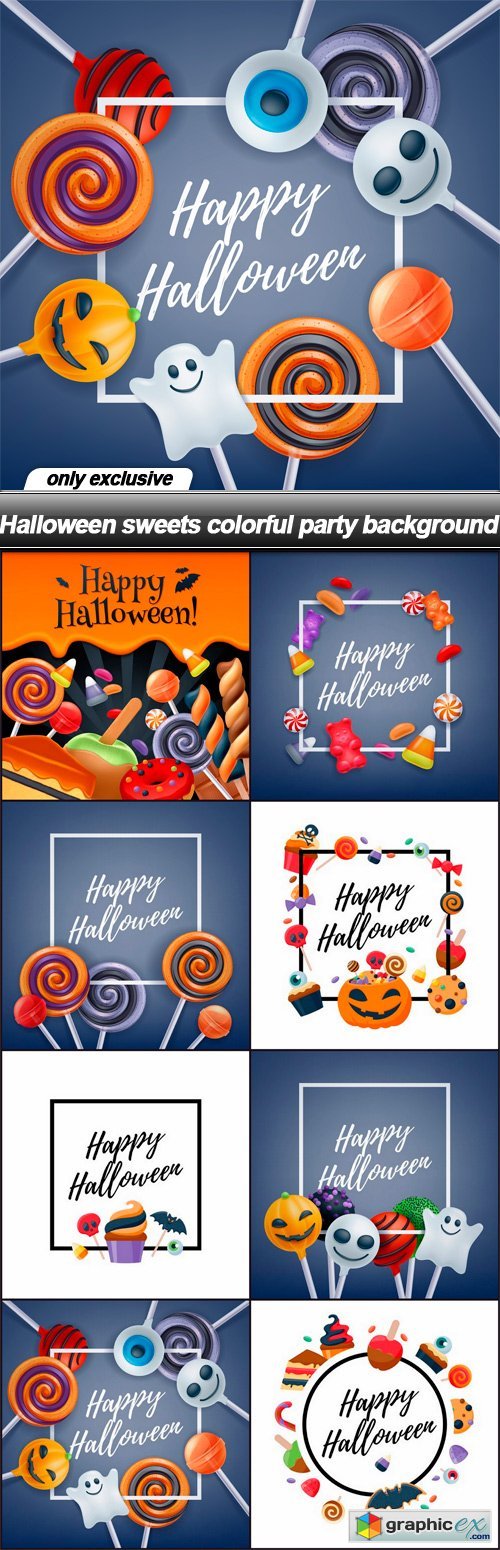 Halloween sweets colorful party background - 8 EPS