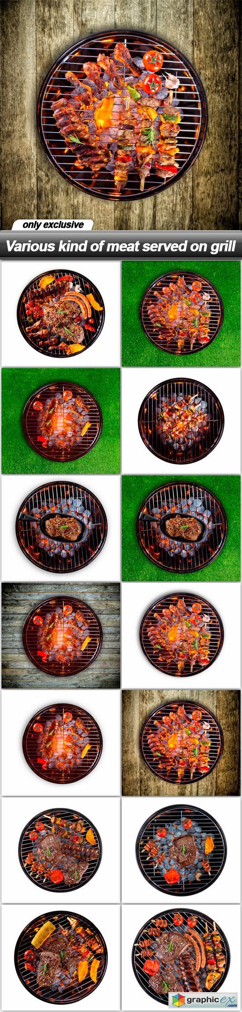 Various kind of meat served on grill - 14 UHQ JPEG