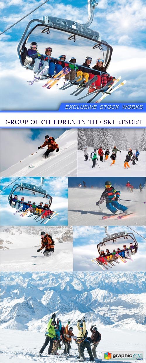 group of children in the ski resort 7X JPEG