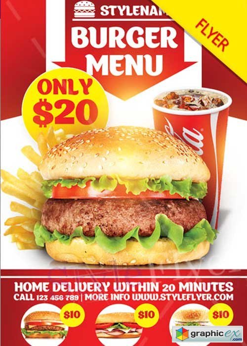 Burger Menu Flyer V4 PSD Flyer Template