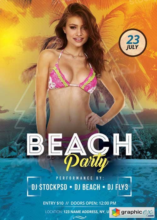 Beach Party V10 PSD Flyer Template