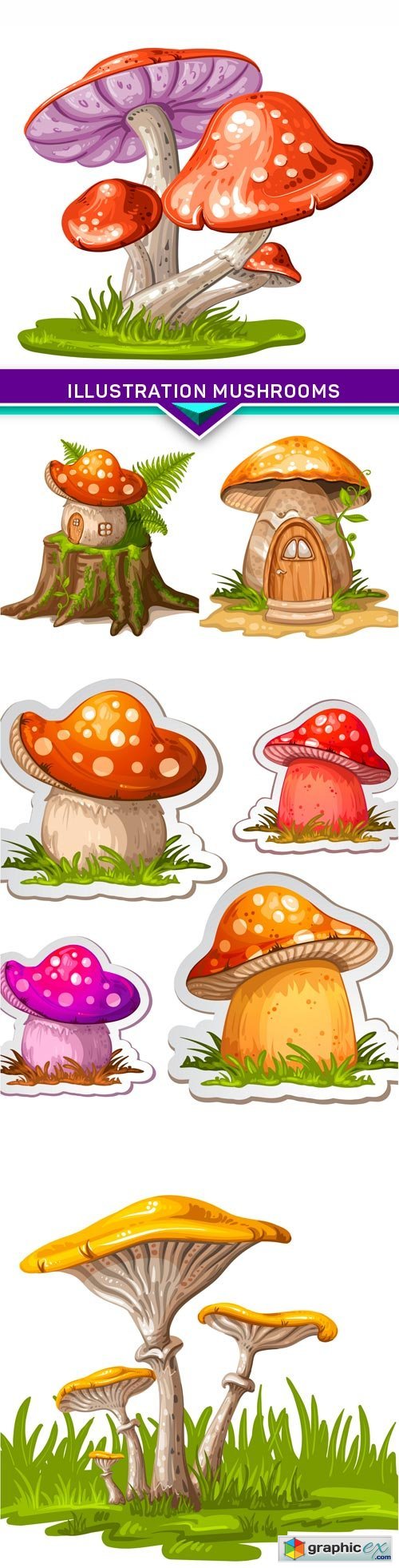 Illustration mushrooms 5X EPS