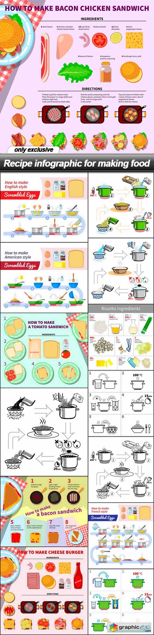 Recipe infographic for making food - 14 EPS