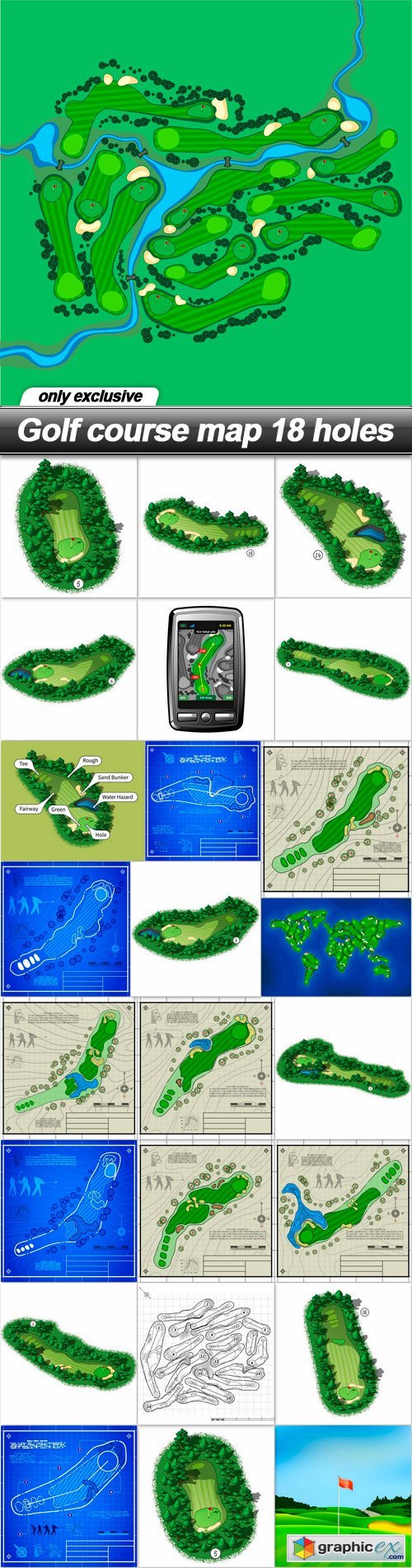 Golf course map 18 holes - 25 EPS