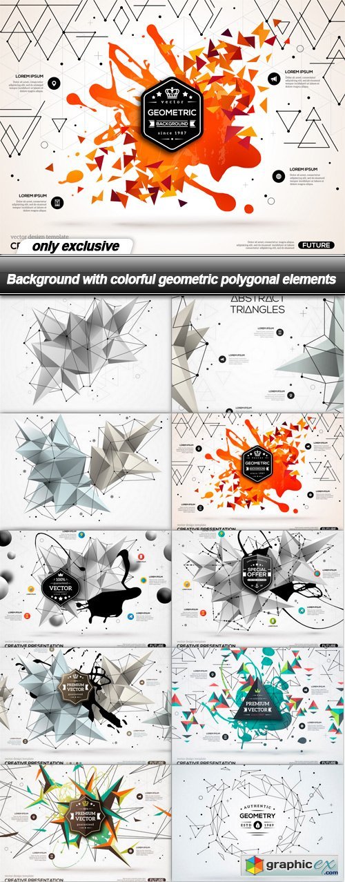 Background with colorful geometric polygonal elements - 10 EPS