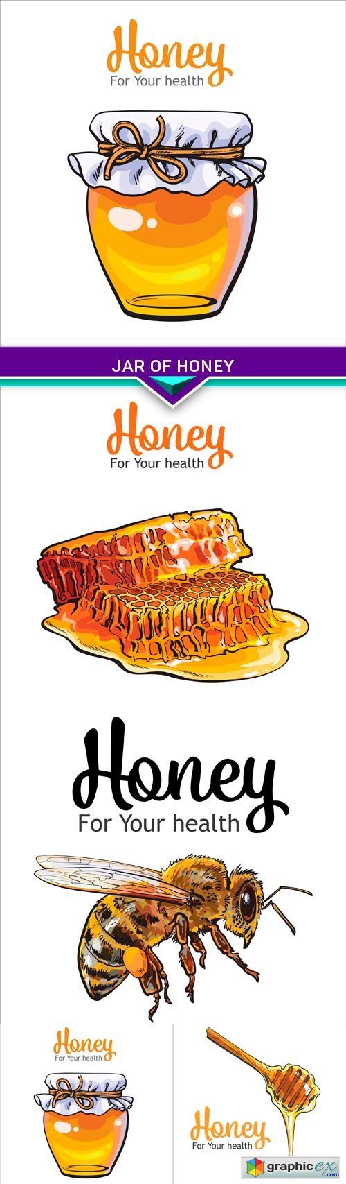 Jar of honey, sketch style vector illustration 4X EPS