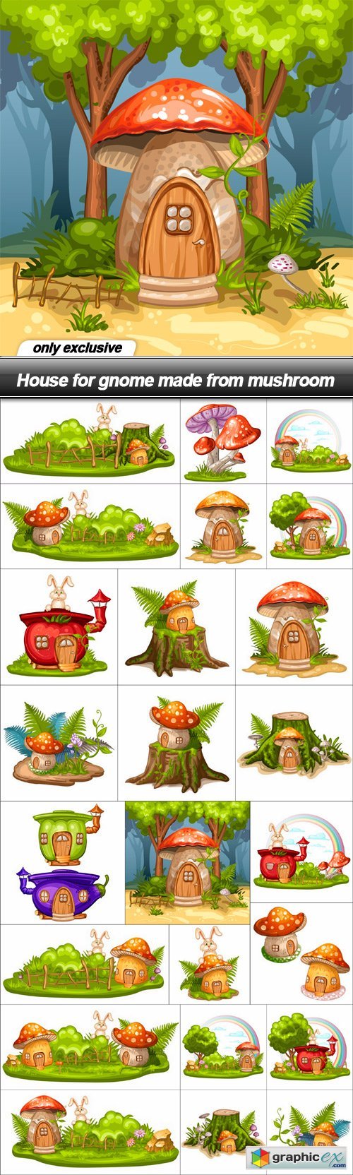 House for gnome made from mushroom - 24 EPS
