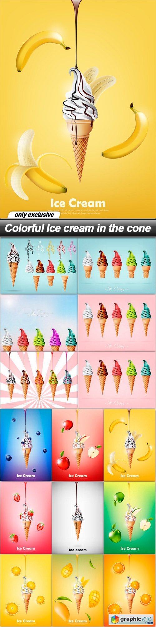 Colorful Ice cream in the cone - 15 EPS