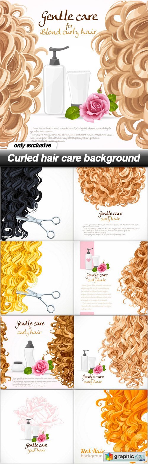 Curled hair care background - 9 EPS