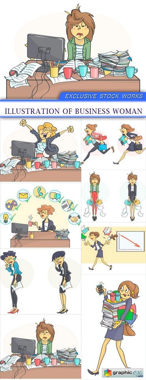 Illustration of business woman 8x EPS