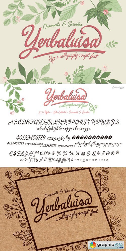 Yerbaluisa, calligraphic font