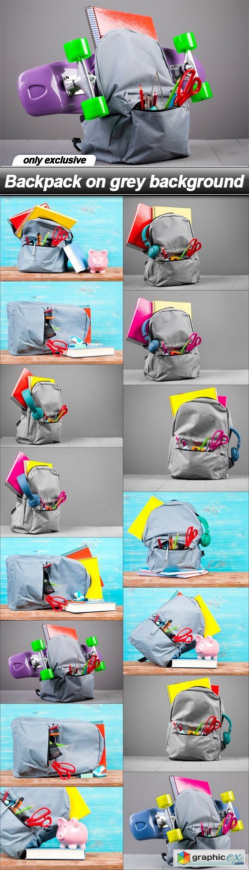 Backpack on grey background - 15 UHQ JPEG