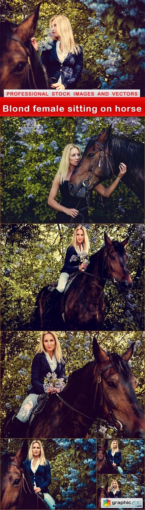 Blond female sitting on horse - 7 UHQ JPEG