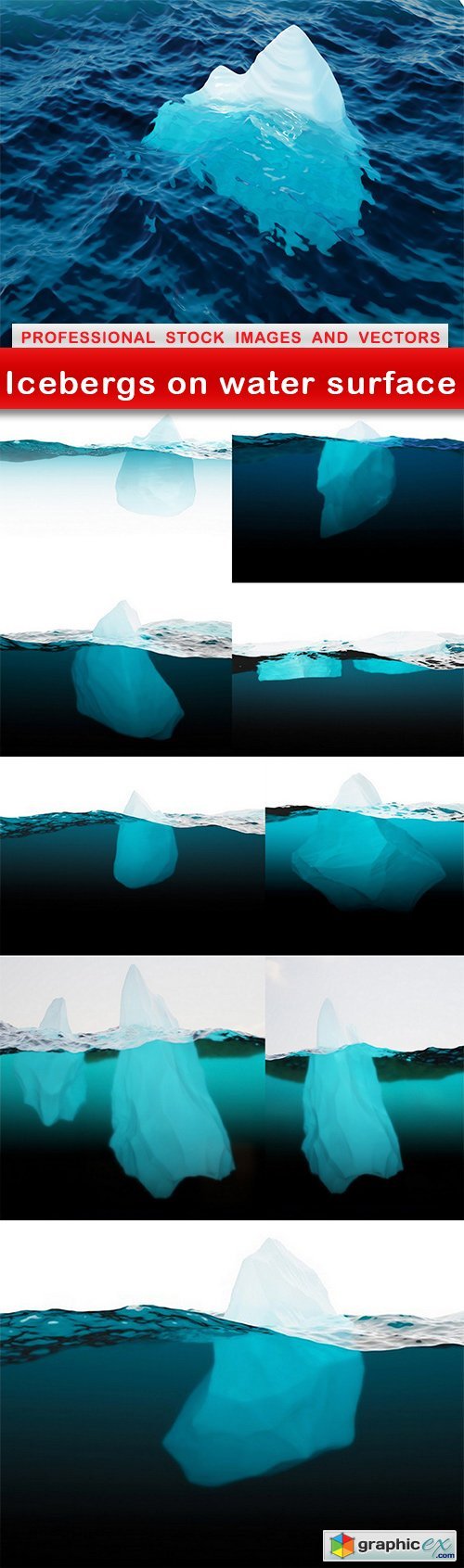 Icebergs on water surface - 10 UHQ JPEG
