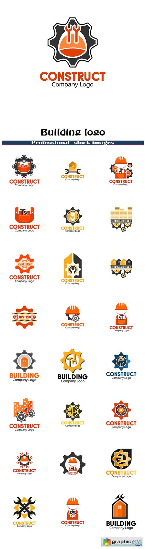 Building logo, construction working industry concept