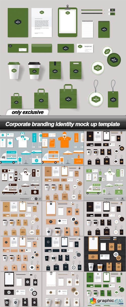 Corporate branding identity mock up template - 15 EPS