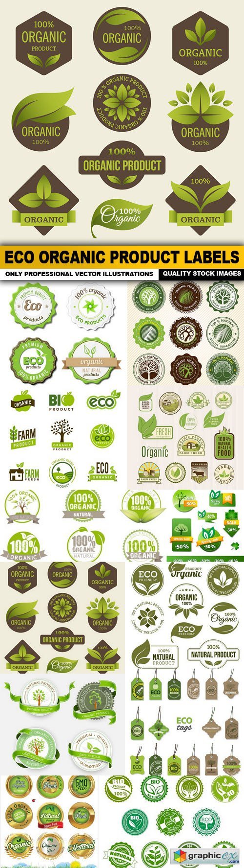 ECO Organic Product Labels - 12 Vector