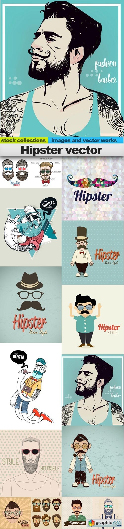 Hipster vector, 15 x EPS