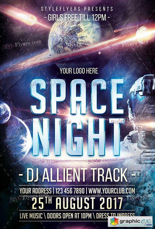Space Trip PSD Flyer Template + Facebook Cover
